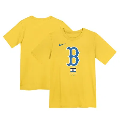 Nike Kids' Preschool  Gold Boston Red Sox City Connect Large Logo T-shirt