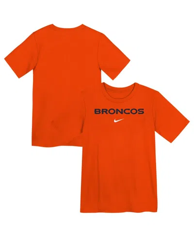 Nike Kids' Preschool Orange Denver Broncos Wordmark T-shirt In Red