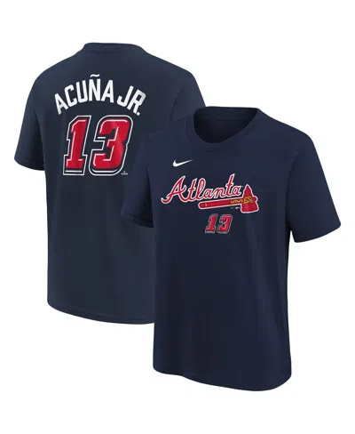 Nike Kids' Preschool Ronald Acuna Jr. Navy Atlanta Braves 2025 Mlb Speedway Classic Name Number T-shirt In Blue