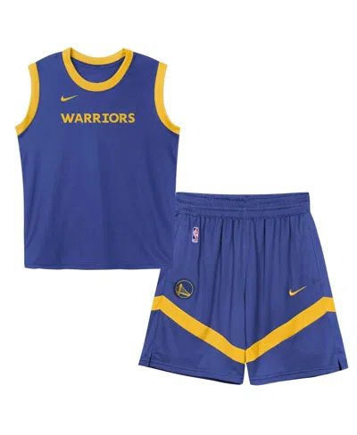 Nike Kids' Preschool Royal Golden State Warriors Mesh Tank Top And Shorts Set
