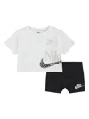 Nike Printed-logo Ribbed Shorts Set In Black