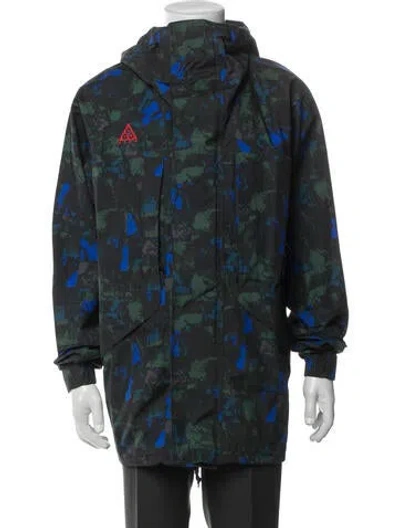 Pre-owned Nike Printed Parka In Blue