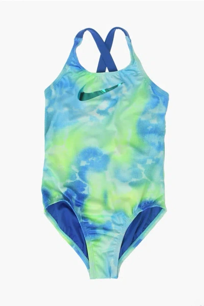 Nike Printed Swimsuit In Blue