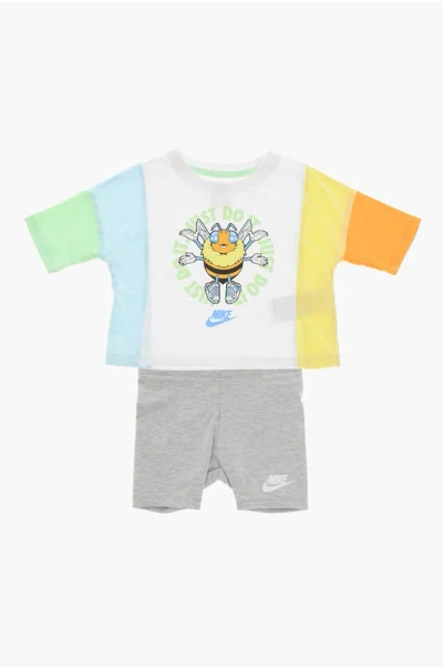 Nike Printed T-shirt And Shorts Set In Gray