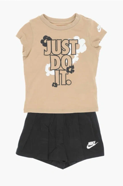Nike Kids' Printed T-shirt And Skort Set In Brown