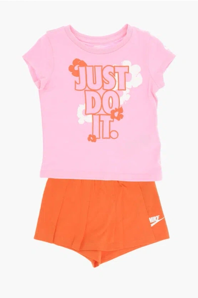 Nike Printed T-shirt And Skort Set In Pink
