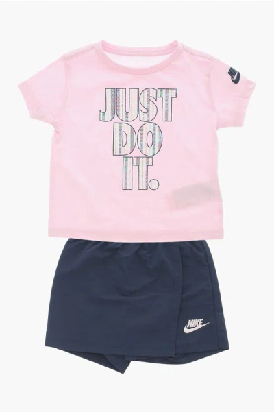 Nike Printed T-shirt And Skort Set In Pink