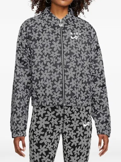 Nike Printed Woven Jacket In Black