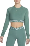 Nike Women's  Pro Dri-fit Cropped Long-sleeve Top In Bicoastal/ White