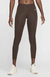 Nike Women's  Pro Mid-rise 7/8 Mesh-paneled Leggings In Baroque Brown/ White