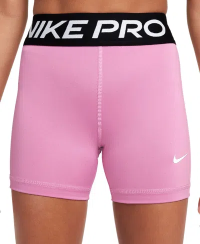 Nike Kids' Pro Big Girls Dri-fit 5" Shorts In Mgcfmg,whi