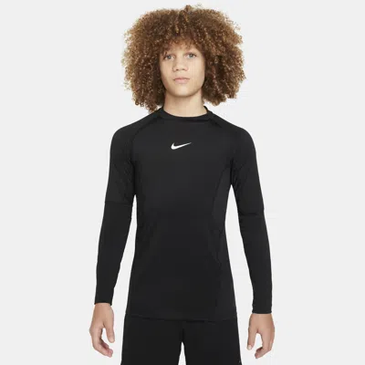 Nike Pro Big Kids' (boys') Dri-fit Long-sleeve Top In Black