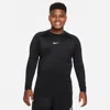 Nike Pro Big Kids' (boys') Dri-fit Long-sleeve Top (extended Size) In Black