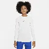 Nike Pro Big Kids' (boys') Dri-fit Long-sleeve Top In White