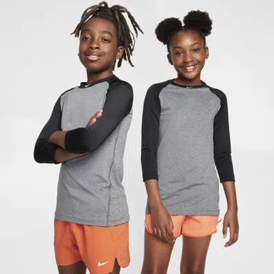 Nike Pro Big Kids' Dri-fit 3/4-sleeve Top In Black