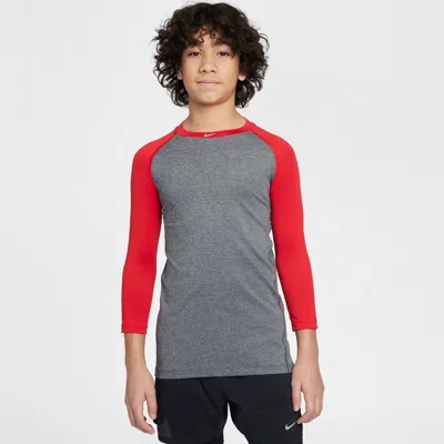 Nike Pro Big Kids' Dri-fit 3/4-sleeve Top In Red