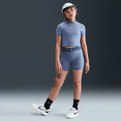 Nike Pro Big Kids' (girls') Dri-fit 3" Shorts In Blue