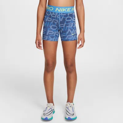 Nike Pro Big Kids' (girls') Dri-fit 3" Shorts In Blue