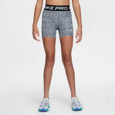 Nike Pro Big Kids' (girls') Dri-fit 3" Shorts In Grey
