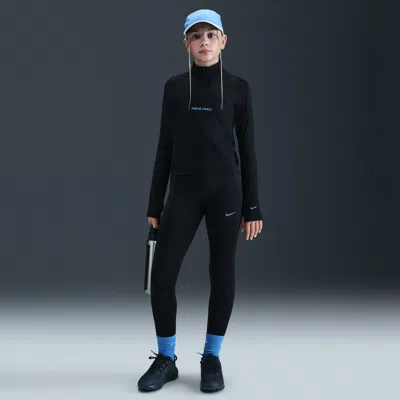 Nike Pro Big Kids' (girls') Dri-fit Leggings With Shine Accents In Black