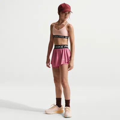 Nike Pro Big Kids' (girls') Dri-fit 2-in-1 Shorts In Pink