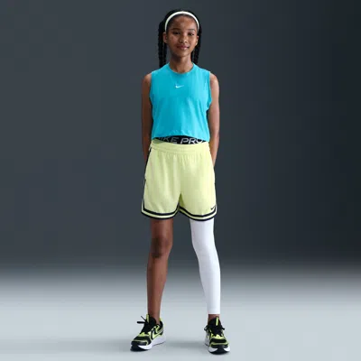 Nike Pro Big Kids' (girls') Mid-rise Single-leg Leggings In White