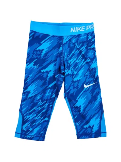 Nike Kids' Pro Cool Printed Capri Leggings In Blue