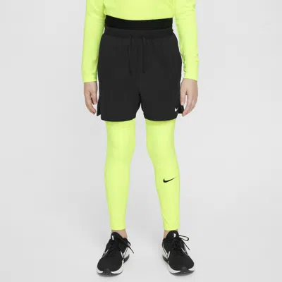 Nike Pro Dri-fit Big Kids' (boys') Tights In Yellow