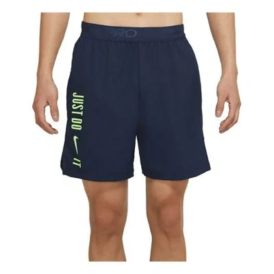 Nike Pro Dri-fit Flex Vent Max Alphabet Printing Training Sports Shorts Obsidian Color Black