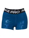 Nike Pro Dri-fit Mid Rise 3 Inch Printed Shorts "valerian Blue/black" Shorts In Blue