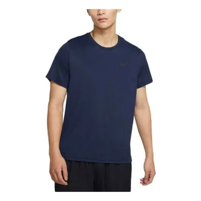 Nike Pro Dri-fit Sports Training Quick-dry Crewneck Short Sleeve Men S Black In Blue