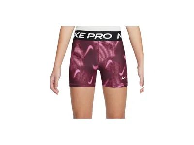 Nike Pro Dri-fit 3 Shorts (little Kid/big Kid) Girl's Shorts Sweet Beet : Xs (6x Big Kid) 3, Polyester/sp In Red