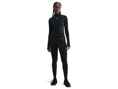 Nike Pro Dri-fit Warm Long Sleeve Grid Graphic Top In Black