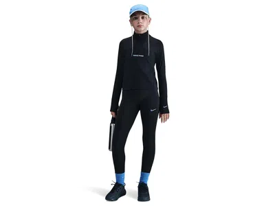 Nike Pro Dri-fittm Leggings With Shine Accents (little Kid/big Kid) Girl's Clothing Black : L (14-16 Big 