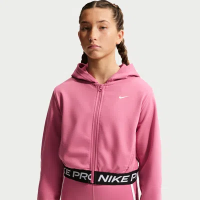 Nike Pro Fleece Big Kids' (girls') Dri-fit Full-zip Hoodie In Pink