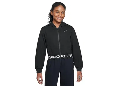 Nike Pro Fleece Dri-fit Full-zip Hoodie (big Kid) Girl's Coat Black/black/black : Md (10-12 Big Kid), Cot