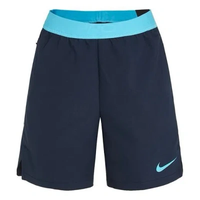 Nike Pro Flex Logo Pattern Casual Sports Shorts Navy Blue Dark Blue