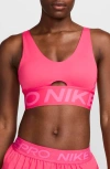 Nike Pro Indy Plunge Women's Medium-support Padded Sports Bra Medium Impact Womens In Aster Pink/ Pinksicle/ White