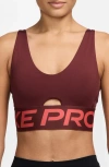 Nike Pro Indy Plunge Medium-support Padded Sports Bra In Brown