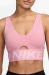 Nike Pro Indy Plunge Medium-support Padded Sports Bra In Pink