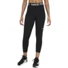 Nike Pro Mid-rise Crop Mesh-panel Leggings In Black