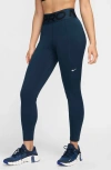 Nike Pro Sculpt High Waist Pocket Leggings In Armory Navy/white