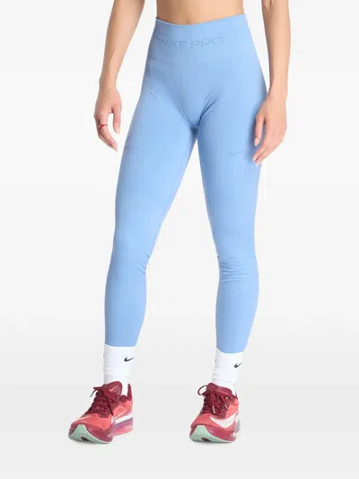 Nike Pro Seamless Leggings In Blue