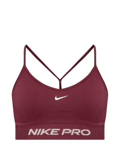 Nike Pro Seamless Light-support Padded Sports Bra In Red