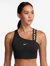 Nike Pro Swoosh Asymmetrical Bra In Black