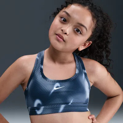Nike Pro Swoosh Big Kids' (girls') Sports Bra In Blue
