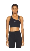 Nike Pro Swoosh Asymmetrical Bra In Black & White