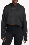 Nike Pro Therma-fit Crop Fleece Hoodie In Black
