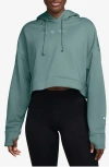 Nike Pro Therma-fit Crop Fleece Hoodie In Green