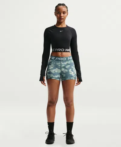Nike Pro Women's 3" Mid-rise Printed Biker Shorts In Black